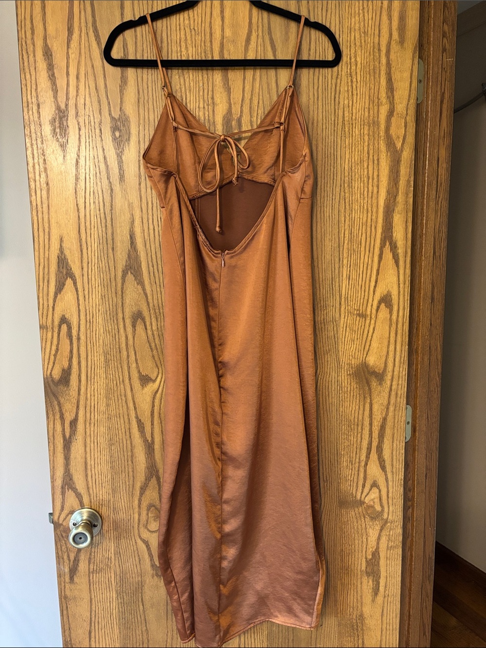 Satin Slip Midi Dress in Copper - Picture 3 of 3